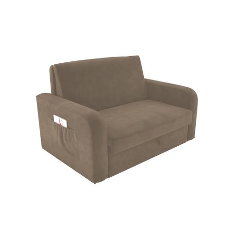 Sofá Cama Daiane 2 Lugares com Baú Veludo Capuccino Matrix