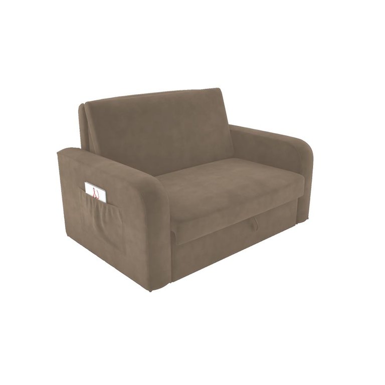Sofá Cama Daiane 2 Lugares com Baú Veludo Capuccino Matrix