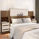 Ver imagem 1 de Cabeceira Casal Extensível com 2 Mesas de Cabeceira 4 Gavetas 2 Tomadas Síria