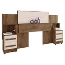 Ver imagem 2 de Cabeceira Casal Extensível com 2 Mesas de Cabeceira 4 Gavetas 2 Tomadas Síria