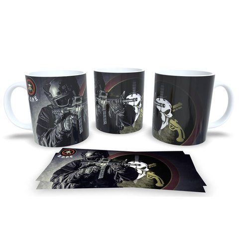 Caneca Branca de Porcelana Profissões Militar Bope Rio de Janeiro