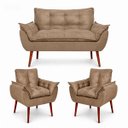Ver imagem 1 de Conjunto 02 Poltronas + 01 Namoradeira para Sala Capuccino
