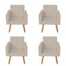 Kit 4 Poltronas Decorativas Nina Corino Bege - Móveis Mafer - 1
