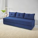 Ver imagem 1 de Sofá Cama 3em1 em Tecido Suede com Almofadas - Sofá que Vira Cama Multifuncional :azul