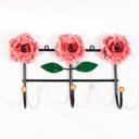 Ver imagem 1 de Cabideiro de Parede Suporte Artesanal 3 Ganchos Flor Rosa
