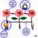 Ver imagem 3 de Cabideiro de Parede Suporte Artesanal 3 Ganchos Flor Rosa