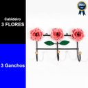 Ver imagem 2 de Cabideiro de Parede Suporte Artesanal 3 Ganchos Flor Rosa