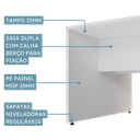 Ver imagem 6 de Escrivaninha Dupla Painel Smart 120x120x74cm Yescasa Branco