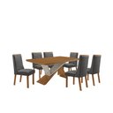 Ver imagem 1 de Mesa de Jantar Yasmin 180cm Tampo MDF Laminado Canto Copo com 6 Cadeiras Carolina
