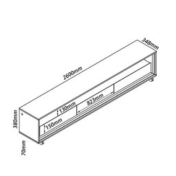 Rack Requinte 2.6 com Led e Rodízio Naturale com Off White - Gelius Móveis - 3