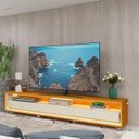 Ver imagem 1 de Rack Requinte 2.6 com Led e Rodízio Naturale com Off White - Gelius Móveis