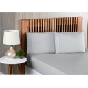 Ver imagem 1 de Jogo de Lençol King Size 3 Peças 100% Algodão Percal 200 Fios com Acabamento em Ponto Palito Cinza