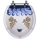 Ver imagem 1 de Tampa de Privada Oval Azul Decorado Avenca Borboleta