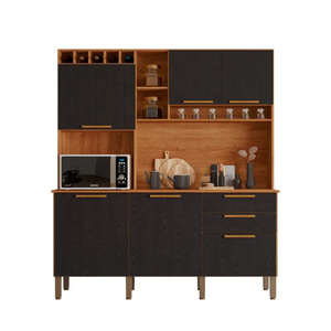 Armário de Cozinha 6 Portas 2 Gavetas New Topázio Cinamomo Preto
