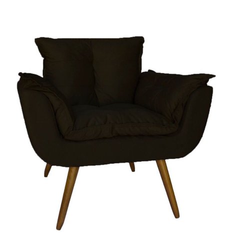 Poltrona Decorativa Estofada Para Consultório Opala Suede Marrom - LM DECOR