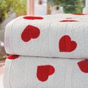 Ver imagem 5 de Kit 03 Unidades - Toalha de Banho Kazzavip Felpuda 100% Algodão Florença Estampada Corações 69CMX130