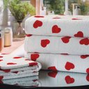 Ver imagem 2 de Kit 03 Unidades - Toalha de Banho Kazzavip Felpuda 100% Algodão Florença Estampada Corações 69CMX130