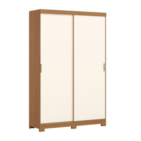 Guarda Roupa Solteiro Lucca 2 Portas de Correr 2 Gavetas MDF-MDP Cinamomo-Off White 150cm