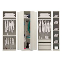 Guarda Roupa de Canto Casal 6 Portas e 3 Gavetas com Vidro Reflecta Prime Luciane Móveis - 2
