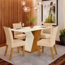 Ver imagem 1 de Conjunto Sala de Jantar Mesa 120cm Tampo Mdf 4 Cadeiras Lupita Casa 812