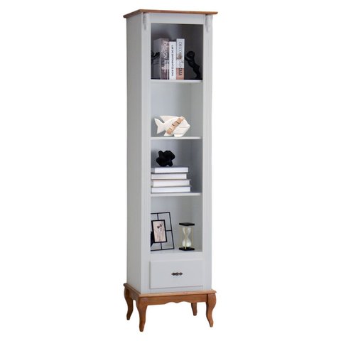 Estante Torre 03 Prateleiras 1 Gaveta Pés Luiz Xv 60101 - Off White/imbuia Glazer