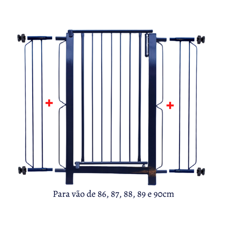 Grade e portão para cachorro bebê pet, vãos de 86cm a 90cm