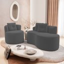 Ver imagem 2 de Kit Sofá e 02 Poltronas Orgânicas Living Bob com Almofadas Bouclê Cinza Escuro - Desk Design