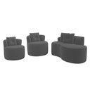 Ver imagem 1 de Kit Sofá e 02 Poltronas Orgânicas Living Bob com Almofadas Bouclê Cinza Escuro - Desk Design