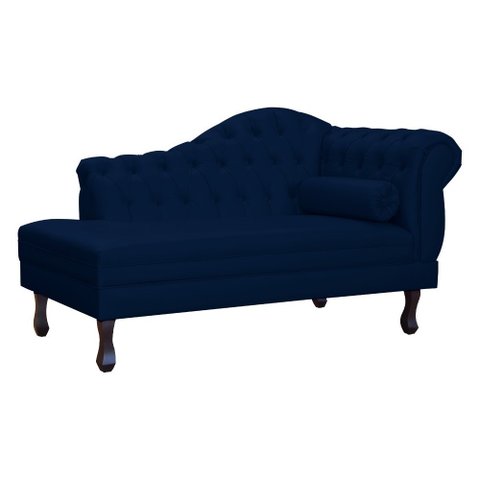 Recamier Divã Larissa Capitonê Lado Esquerdo Corino Cores - S.a Móveis - Azul Marinho