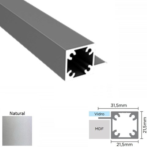 Perfil Alumínio Modular Link RM-284 Barra 03 metros Natural Rometal 01 Barra