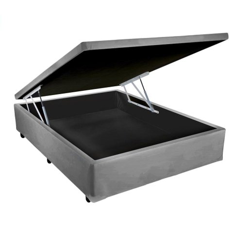 Cama Box Baú Casal Cinza 138x188x41