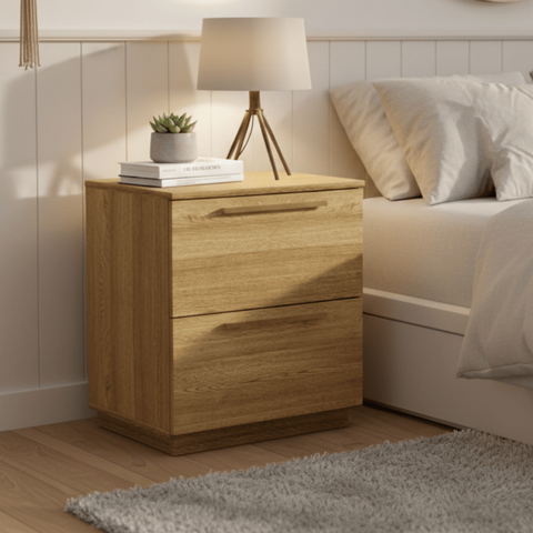 Mesa de Cabeceira Espaçosa Moderna 50cm 2 Gavetas Quarto Lateral Cama Funcional Luxo Marrom