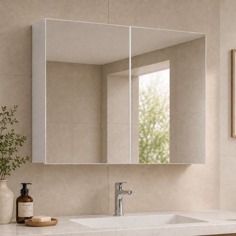 Espelheira para Banheiro 70cm 2 Portas 2 Prateleiras Treviso