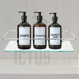 Kit 2 Suporte Prateleira Porta Shampoo Reto Banheiro Vidro 6mm Único - 4