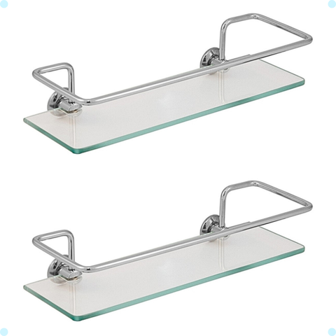 Kit 2 Suporte Prateleira Porta Shampoo Reto Banheiro Vidro 6mm Único