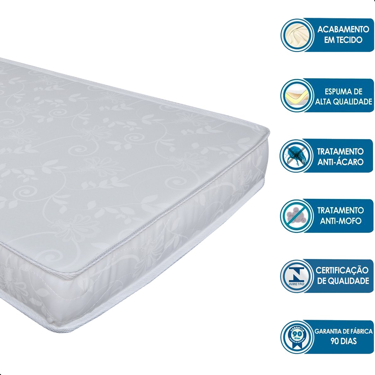 Colchão Berço Americano Baby Luxo Impermeável D20 Branco 70x130cm - 5