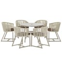 Ver imagem 1 de Mesa com 6 Cadeiras de Jantar Roma 120cm e Noronha em Alumínio Fendi Corda Náutica Estofado 9 Trama