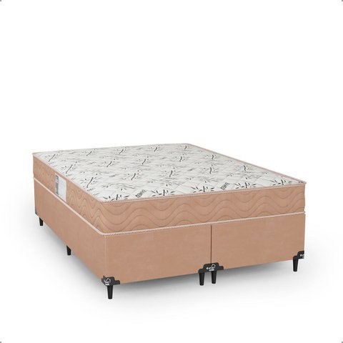 Cama Box Casal Bipartido + Colchão D33 One Face - Suede Bege