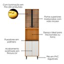 Ver imagem 4 de Paneleiro Cristaleira 220x60 cm 4 Portas Vidro Ravena Freijo Off Acetinado Poliman