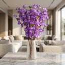 Ver mais imagens de Kit 18 Flores Artificial Cerejeira Lilás Hastes Longas para Ambientes Refinados