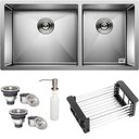 Ver imagem 1 de Cuba Dupla Quadrada Inox 304 Gourmet 9040 Assimétrica com Acessórios- Ec049