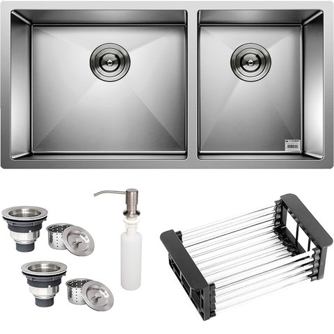 Cuba Dupla Quadrada Inox 304 Gourmet 9040 Assimétrica com Acessórios- Ec049