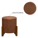 Ver imagem 4 de 2 Puff Thor Luxo Redondo Corano Camel Pés Madeira Sala Recepção