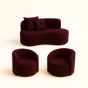 Ver imagem 1 de Conjunto Decorativo 02 Poltronas + Sofá Curvo Orgânico Nature Gaia Suede Bordo - Montanaris Decor