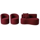 Ver imagem 2 de Conjunto Decorativo 02 Poltronas + Sofá Curvo Orgânico Nature Gaia Suede Bordo - Montanaris Decor