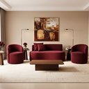Ver imagem 1 de Conjunto Decorativo 02 Poltronas + Sofá Curvo Orgânico Nature Gaia Suede Bordo - Montanaris Decor