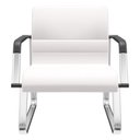 Ver imagem 1 de Cadeira de Escritório Recepção com Braço Fixa Cromada Lev P03 Vinil Branco - Lyam Decor