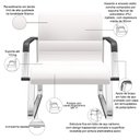 Ver imagem 3 de Cadeira de Escritório Recepção com Braço Fixa Cromada Lev P03 Vinil Branco - Lyam Decor