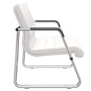 Ver imagem 2 de Cadeira de Escritório Recepção com Braço Fixa Cromada Lev P03 Vinil Branco - Lyam Decor