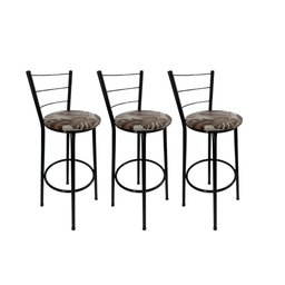Kit 3 Banqueta Alta Preta Cozinha Gourmet Americana Balcão:marrom Floral - 1